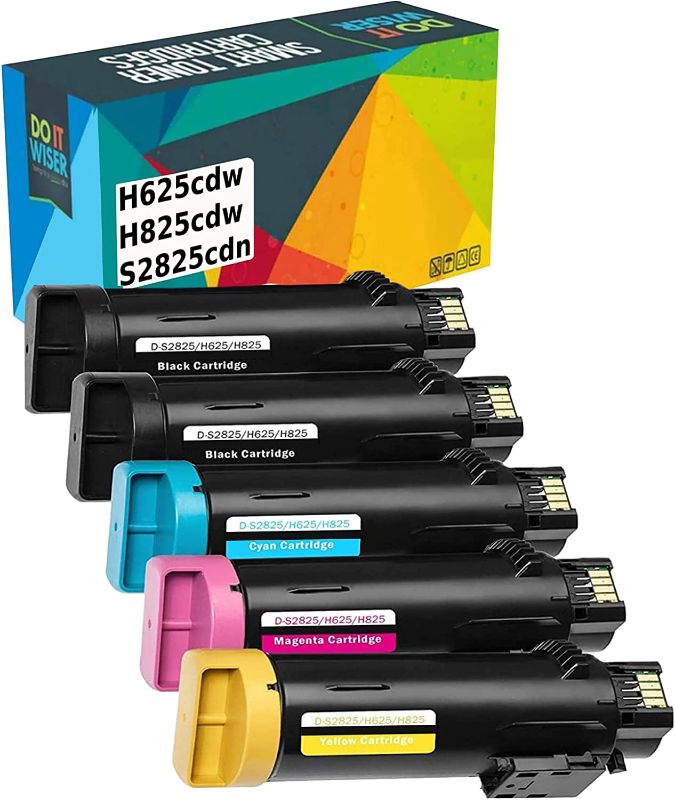 Photo 1 of Do it Wiser Compatible Printer Toner Cartridge Replacement for Dell H625cdw H825cdw S2825cdn - High Yield Laser Cartridges 593-BBOW 593-BBOX 593-BBOY 593-BBOZ (2 Blacks 1 Cyan 1 Magenta 1 Yellow)
