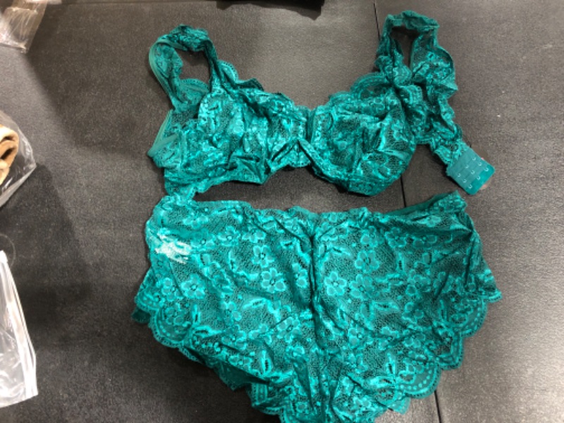 Photo 2 of Avidlove Plus Size Lingerie Set for Women Sexy Lace Halter Bralette High Waist Panty Set 