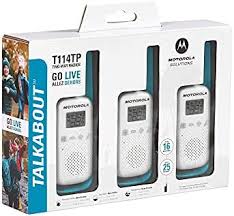 Photo 1 of Motorola Solutions Talkabout T114TP White/Blue 16 Mile 2 Way Radio Three Pack