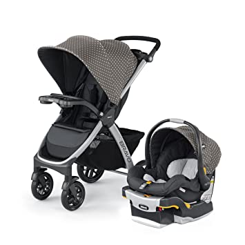 Photo 1 of Chicco Bravo 3-in-1 Trio Travel System, Bravo Quick-Fold Stroller with KeyFit 30 Infant Car Seat and Base, Car Seat and Stroller Combo | Calla/Grey