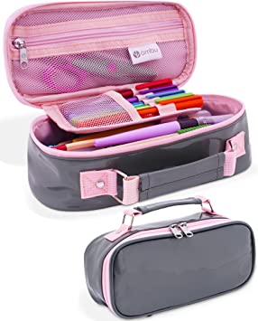 Photo 1 of Large Capacity Pencil Case - Pencil Pouch, Pencil Bag, Pencil Cases for Adults - Cute Pencil Case for Girls - Kawaii Pencil Case - Pencil Box for Girls - Pink Pencil Case Aesthetic - Grey & Pink