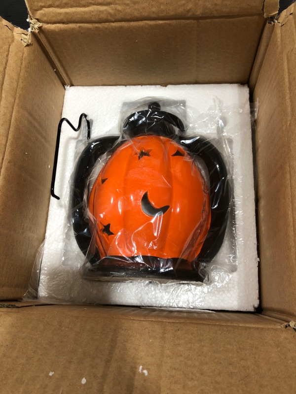 Photo 2 of 6 Colors Halloween Pumpkins Lantern Decorations,Christmas Halloween Decorations Light up Ceramic Pumpkin Outdoor,Hanging Lanterns for Decorating,8 Inch Halloween Decorating Outdoor.
