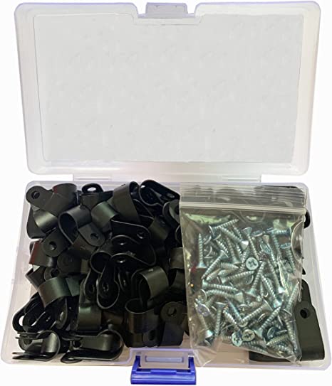 Photo 1 of 120 Pcs Clamps + 120 Pcs Screws 1/4 Inch Rope Light P-Style R-Type Mounting Clips with Compatible Screws in The Box -Black