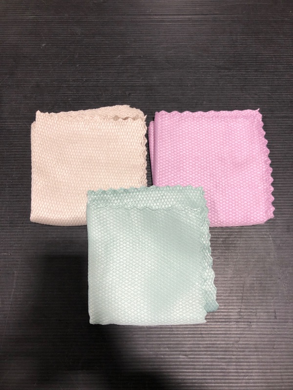 Photo 2 of 12pcs Nanoscale Cleaning Cloth, Fish Scale Microfiber Cleaning Cloth, Reusable Wave Pattern Rag , Home Microfiber Glass Scrubbing Cloth Set for