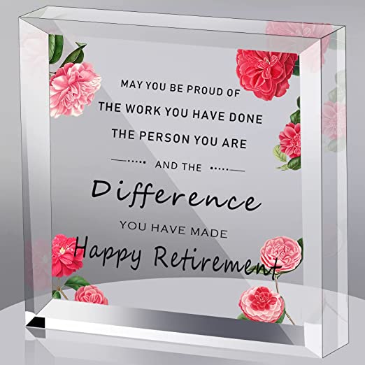 Photo 1 of Acrylic Retirement Gifts for Women Men 2022, Ornament Plaque Inspirational Gifts for Table Decorative Signs for Coworker, Retired Friends, Teachers, Mom, Grandma, Happy Retirement KeepsakE