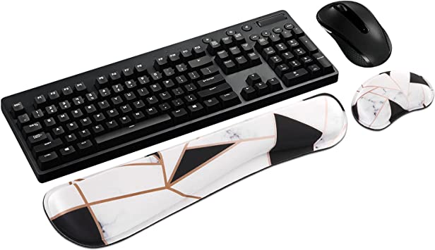 Photo 1 of Anyshock Kyeboard Wrist Rest and Soft Gel Memory Foam Mouse Wrist Support Pad, Ergonomic Wrist Rest with Comfortable Lycra and Non-Skid Rubber Base for Office, Computer, Laptop, Mac(Geometric Marble)