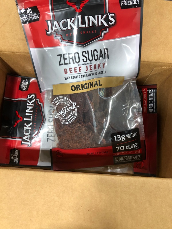 Photo 2 of 
Jack Link's Beef Jerky, Zero Sugar, Paleo Friendly Snack with No Artificial Sweeteners, 13g of Protein and 70 Calories Per Serving, No Sugar Everyday Snack, 7.3 oz (Pack of 2)
