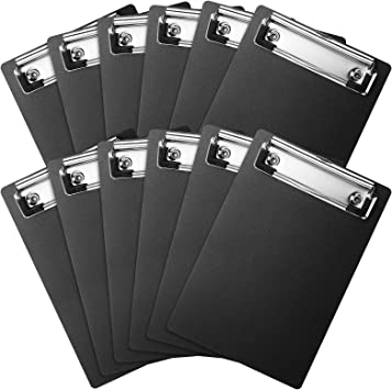 Photo 1 of 12 Pieces Mini Clipboard Low Profile Clip 7.1 x 4.7 Inches Small Clipboards Black Memo Pocket Clipboard A6 Clip Clipboard Plastic Office Supplies
