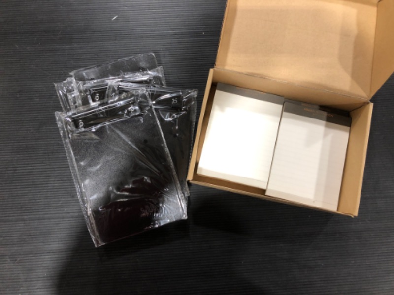 Photo 1 of 12 Pieces Mini Clipboard Low Profile Clip 7.1 x 4.7 Inches Small Clipboards Black Memo Pocket Clipboard A6 Clip Clipboard Plastic Office Supplies
