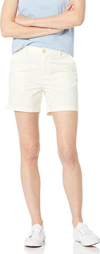 Photo 1 of Amazon Essentials Women's 5 Inch Inseam Chino Short size 4 cream color 
