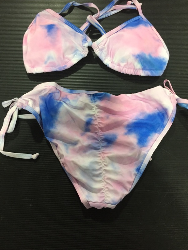 Photo 2 of 2 pcs bikini swimsuit pink and blue print size L