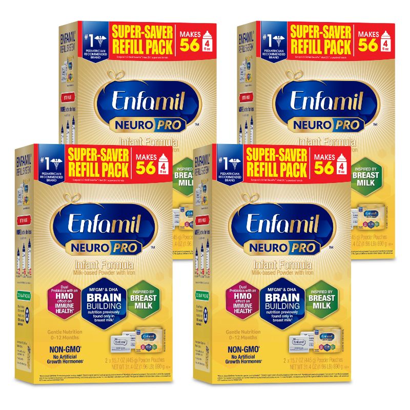Photo 1 of Enfamil NeuroPro Infant Formula - Brain Building Nutrition Inspired by Breast Milk - Powder Refill Box, 31.4 Oz (Pack of 4)
