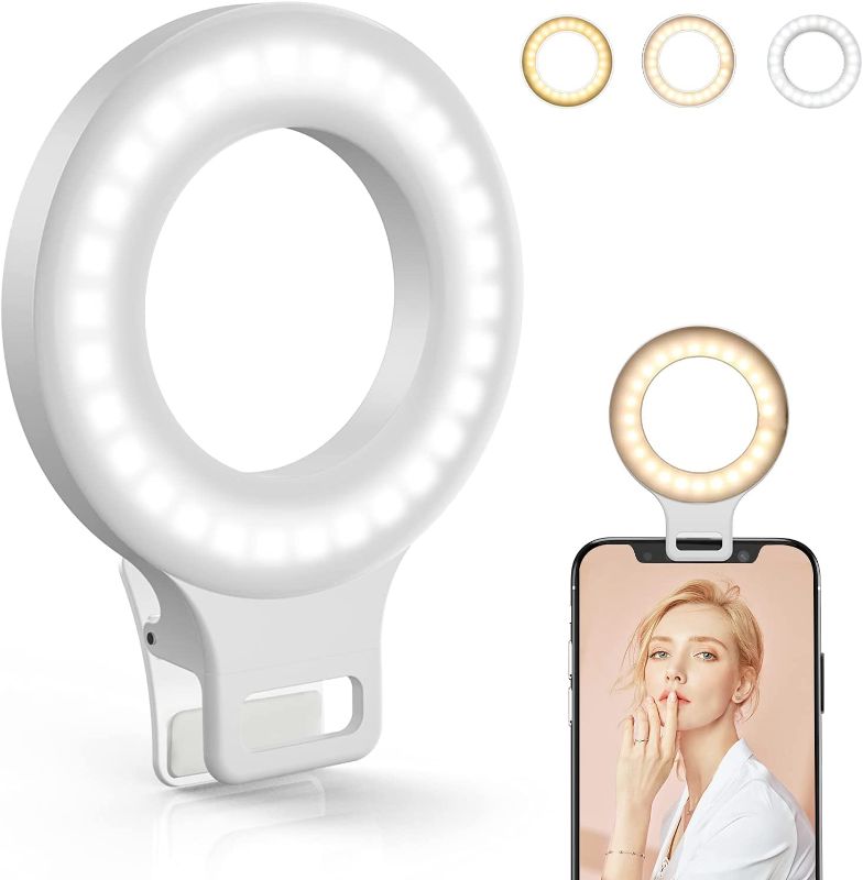 Photo 1 of Clip on Ring Light, Kimwood Rechargeable 60 LED Selfie Ring Light for Phone, Laptop, Tablet ( 3 Models, 5 Level Brightness)
