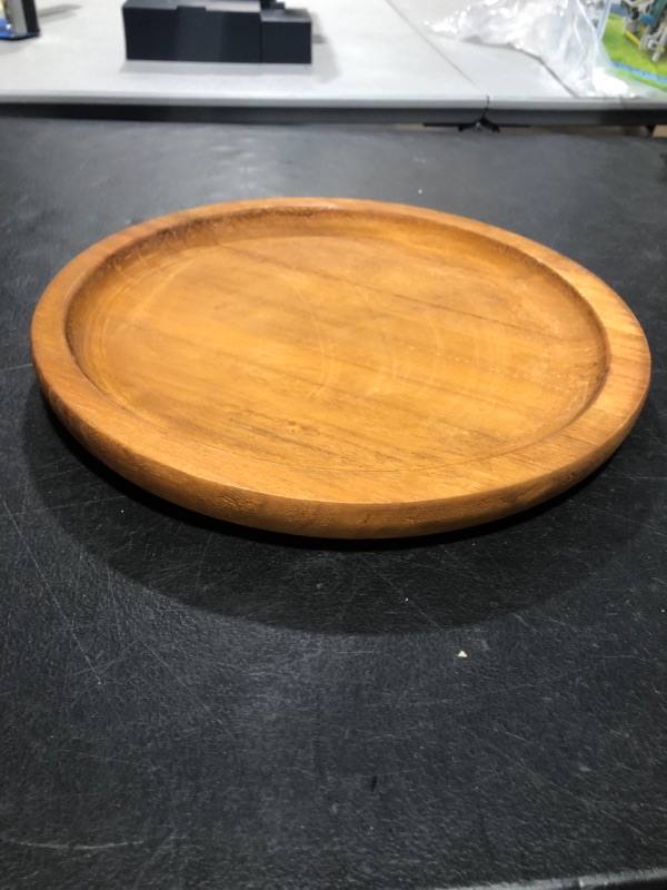 Photo 3 of Athaliah Round Wooden Tray Small Decorative Trays,12.5''Small Wood Serving Tray Rustic Round Wood Decorative Tray Farmhouse Candle Holder Tray for Kitchen Counter Home Decor 