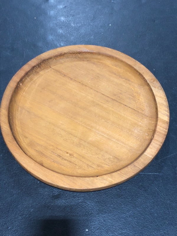 Photo 2 of Athaliah Round Wooden Tray Small Decorative Trays,12.5''Small Wood Serving Tray Rustic Round Wood Decorative Tray Farmhouse Candle Holder Tray for Kitchen Counter Home Decor 