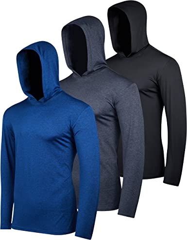 Photo 1 of 3 Pack: Mens Dry Fit Moisture Wicking Long Sleeve Active Athletic Hoodie Pullover Sweatshirt
Size: L
