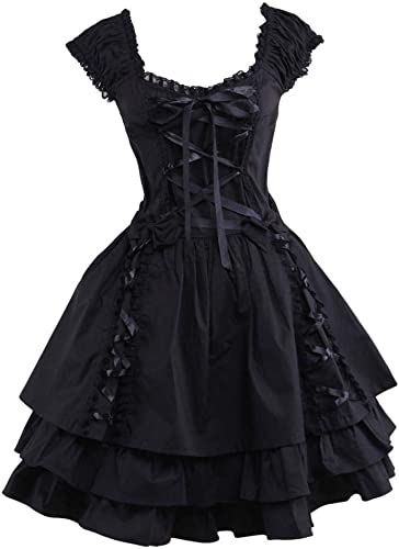 Photo 1 of Ainclu Womens Classic Black Layered Lace-up Goth Lolita Dress
Size: Unknown