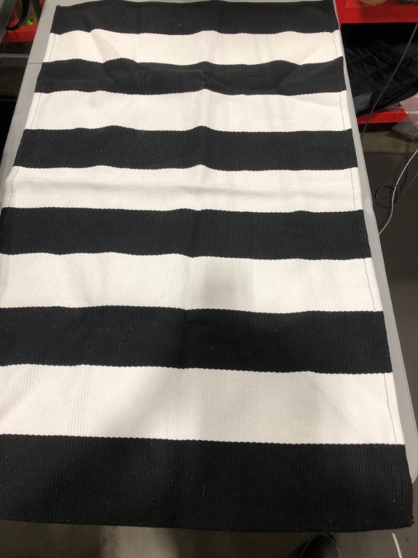 Photo 2 of  Striped Black White Outdoor Doormat