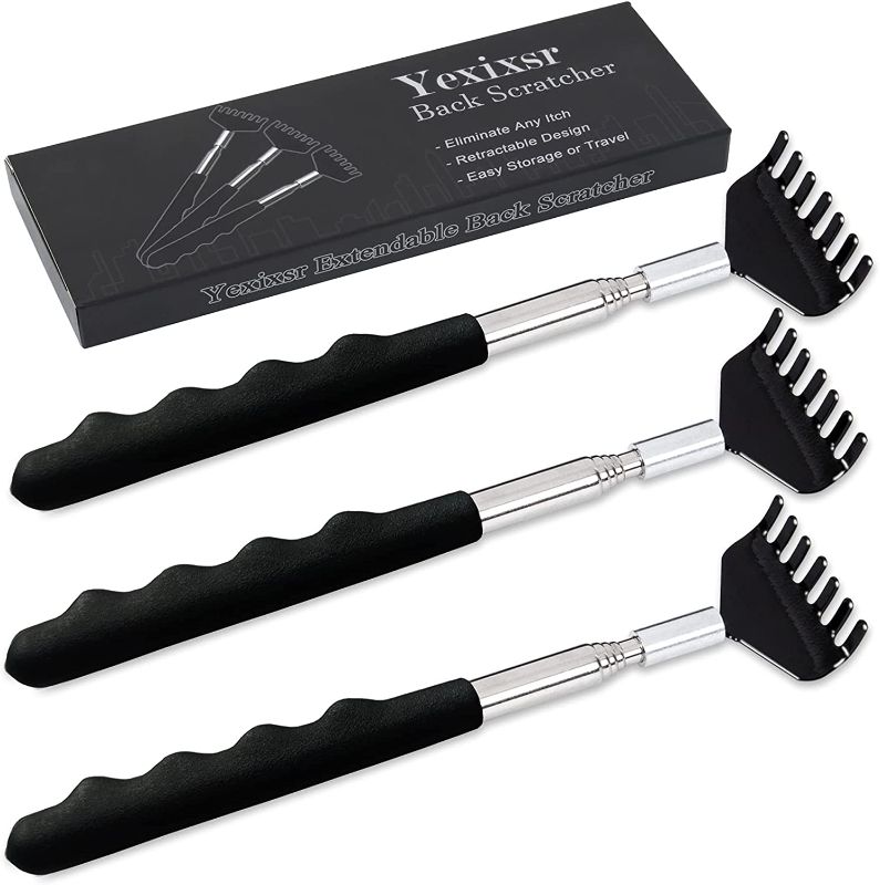 Photo 1 of 3 Pack Back Scratcher Extendable Portable Back Massager Back Scratcher for Men Women Kids Adults, Telescopic Back Scratching Tool with Rubber Handles
