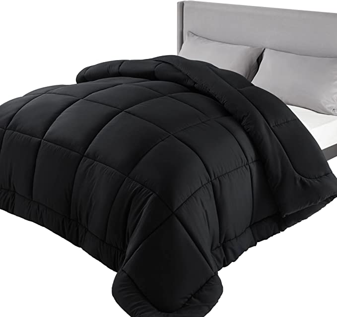 Photo 1 of Bedsure Bedding Comforter Queen Black - All Season Quilted Down Alternative Comforter for Queen Bed, 300GSM Mashine Washable Microfiber Bedding Comforter with Corner Tabs 