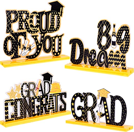 Photo 1 of 4PCS Graduation Decorations 2022 Table Centerpieces Congrats Grad Party Decor Supplies Ornaments (Assembly Needed)