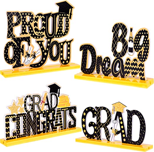 Photo 2 of  4PCS Graduation Decorations Congrats Grad Party Decor Supplies Ornaments (Assembly Needed)