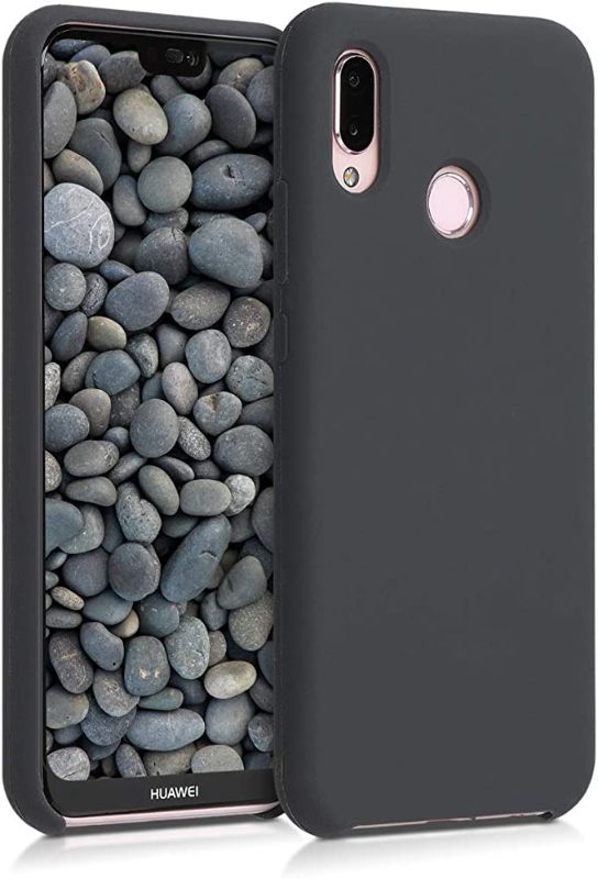Photo 1 of 2PC Silicone Case Compatible with Huawei P20 Lite - Case Slim Phone Cover with Soft Finish - Black Matte
