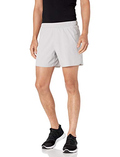 Photo 1 of Amazon Brand - Peak Velocity Men's 5'' Run Short with Boxer Brief, Light Grey, SIZE Medium