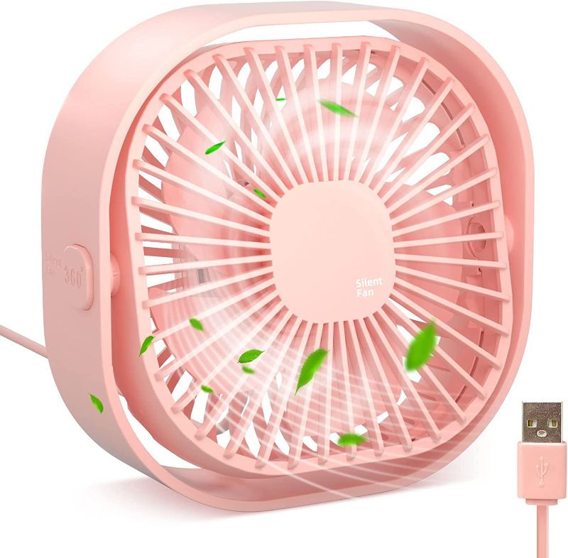 Photo 1 of RJVW Small USB Desk Fan, 3 Speeds Portable Table Fan, 4 inch Personal Min Fan,Small Cooling Fan by USB Plug In, 360°Rotatable Silent Desktop Fan for Home Office Bedroom Dorm Indoor Outdoor Summer Gift
