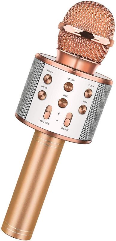 Photo 1 of  Wireless Bluetooth Karaoke Microphone, 3-in-1 Portable Handheld Mic Speaker for All Smartphones,Gifts for Girls Kids Adults All Age Q37(Rose Gold)