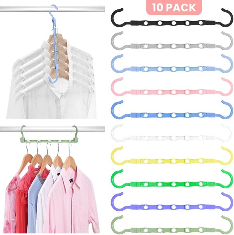 Photo 1 of 10 Pack Space Saving Hangers, Magic Closet Organization Clothes Hanger, Hanger Organizer for Closet, Closet Organizers and Storage for Room Wardrobe Heavy Clothes, Shirts ,Pants, Dresses, Coats
