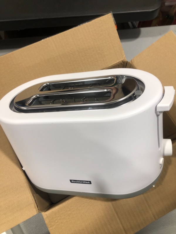 Photo 2 of 2 Slice Toaster, ROCKURWOK Extra Wide Toaster with Toast Boost, Slide-Out Crumb Tray, Auto-Shutoff and Cancel Button, White
