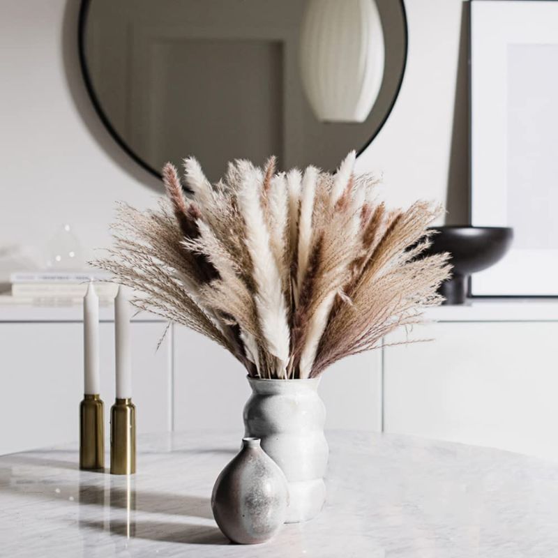 Photo 1 of 80 Pcs Pampas Grass Decor - Natural Dried Pampas Grass - White and Brown pompas Grass - Thanksgiving Table Decor - Dried Flowers for Home Decor Pompus Grass Boho Wedding Decor
