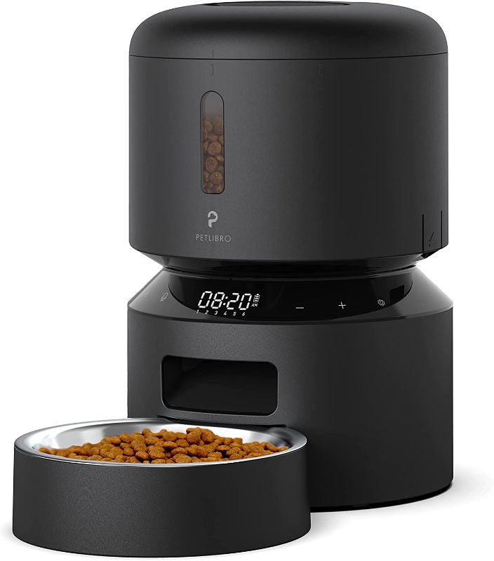 Photo 1 of PETLIBRO Automatic Cat Feeder, Pet Dry Food Dispenser Triple Preservation with Stainless Steel Bowl & Twist Lock Lid, Up to 50 Portions 6 Meals Per Day, Granary for Small/Medium Pets
