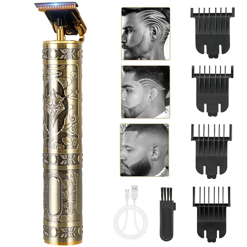 Photo 1 of RiilPiik Hair Trimmer for Men Cordless Rechargeable Professional Hair Clipper and Beard Trimmer Easy to Use Hair Line Up and Fade Trimming and Grooming Set for Hair Design (Brass)
