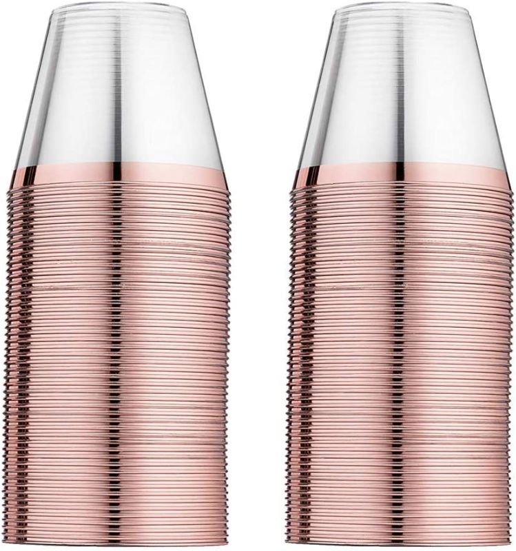 Photo 1 of 9 OZ CLEAR OLD FASHIONED ROSE GOLD RIMMED TUMBLERS 100 COUNT 