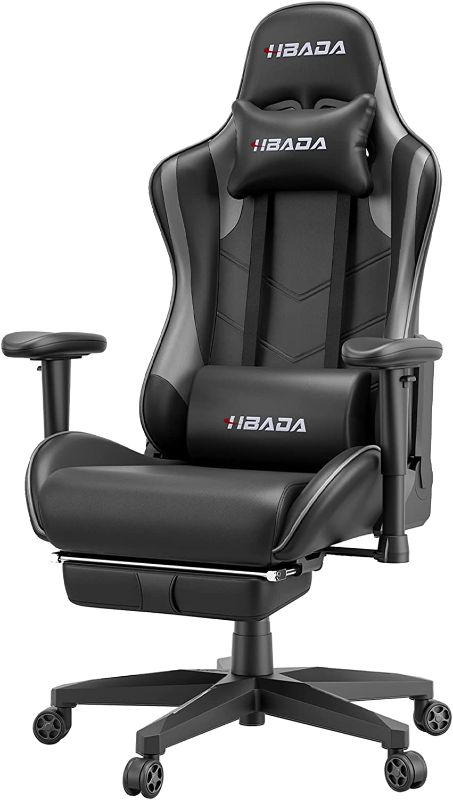 Photo 1 of Hbada Gaming Chair Ergonomic Racing Chair High Back Computer Chair with Height Adjustment Headrest and Lumbar Support E-Sports Swivel Chair with Adjustment Footrest,Grey and Black
