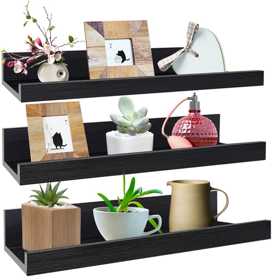 Photo 1 of 16 Inch Black Floating Shelves Set of 3, Picture Ledge Wall Mount Shelf for Bedroom, Living Room, Office, Kitchen
