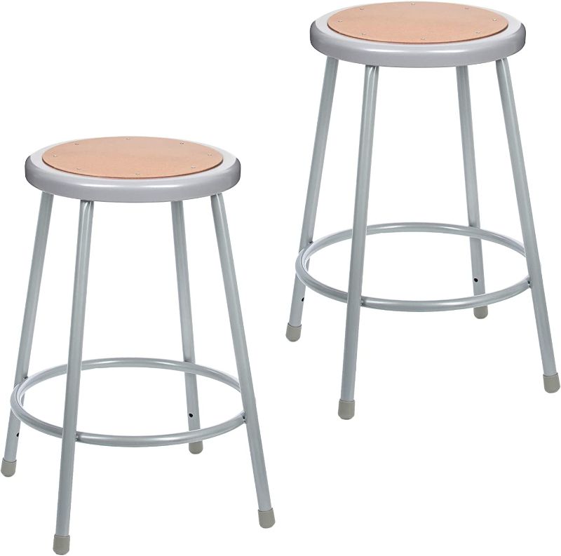 Photo 1 of (2 Pack) OEF Furnishings Grey Shop Stool, 24”, No Assembly Required
