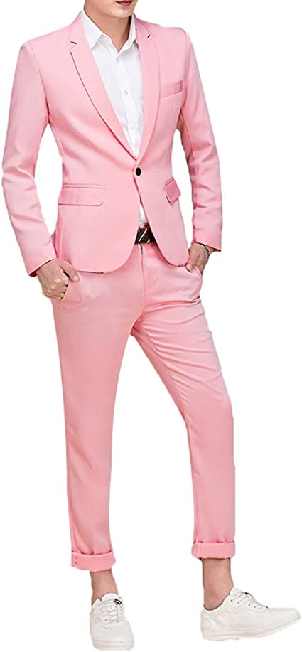 Photo 1 of Cloudstyle Men's Suit Single-Breasted One Button Center Vent 2 Pieces Slim Fit Formal Suits SIZE XL