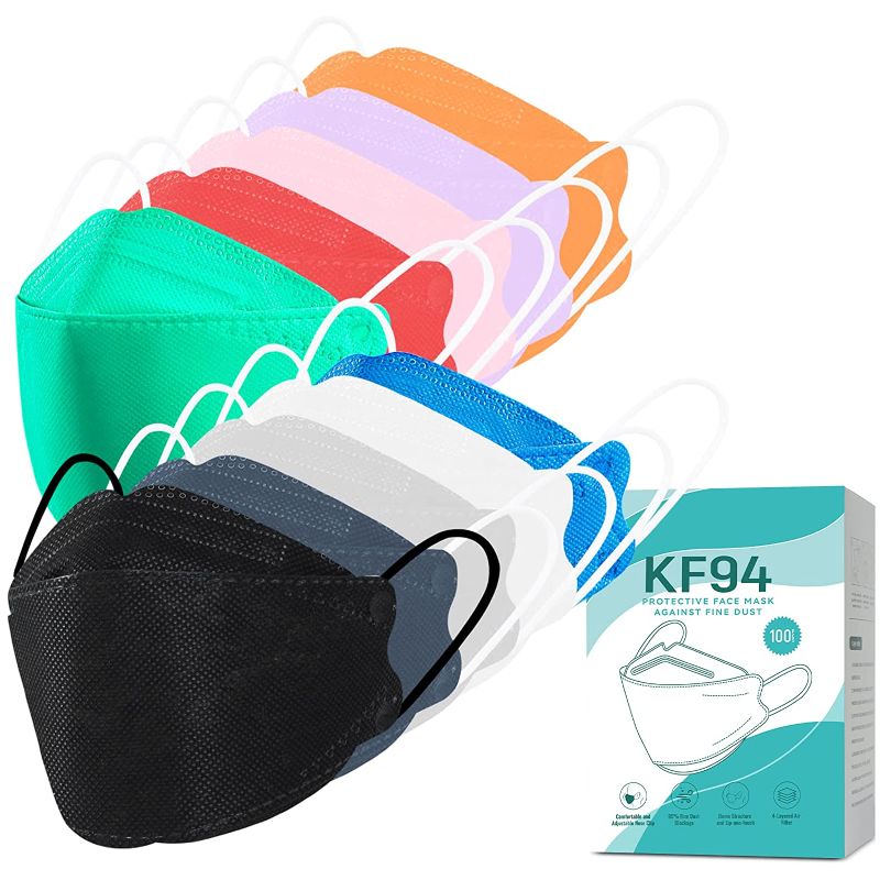 Photo 1 of 100 PCS Adult Multicolored KF94 Face Masks with Nose Clip, 4-Ply Breathable Disposable Mouth Masks with Adjustable Earloop for Men & Women(10 Color)
