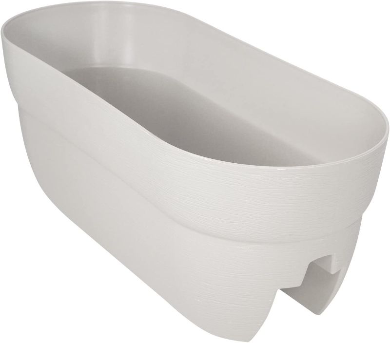 Photo 1 of Bloomers Railing Planter with Drainage Holes – 24" Weatherproof Resin Planter – White
