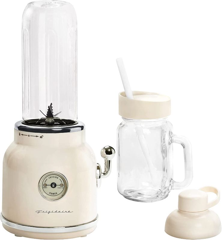 Photo 1 of FRIGIDAIRE ESMM100-CREAM Retro Smoothie Maker Blender with Mason Jar, Perfect for Shakes and Smoothies, 300-Watt, Cream
