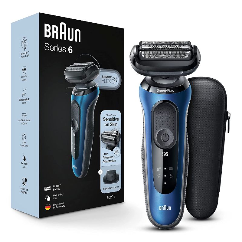 Photo 1 of Braun Electric Razor for Men, Series 6 6020s SensoFlex Electric Foil Shaver with Precision Beard Trimmer, Rechargeable, Wet & Dry Foil Shaver with Travel Case
