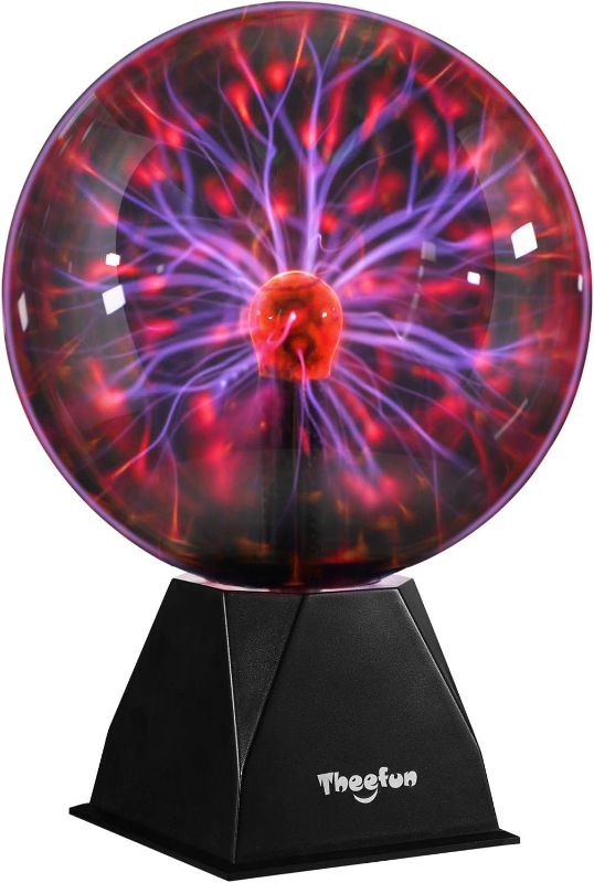 Photo 1 of Plasma Ball: 8 Inch Plasma Globe Touch & Sound Sensitive Plasma Ball Lamp - Theefun Electric Ball Lightning Nebula Toys for Kids, Parties, Home, Prop, Decoration, Christmas Gifts
