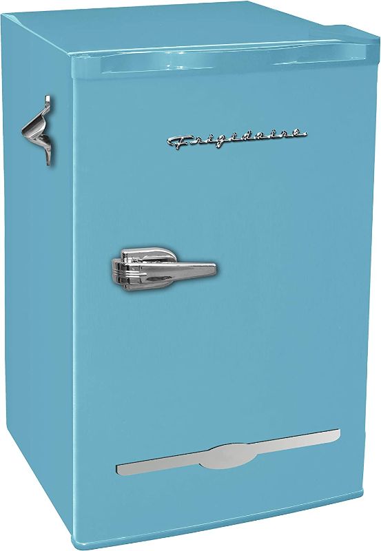 Photo 1 of Frigidaire EFR376-BLUE 3.2 Cu Ft Blue Retro Bar Fridge with Side Bottle Opener
