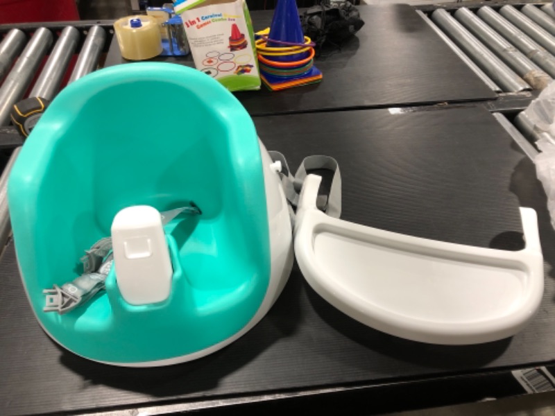 Photo 2 of 2-in-1 Booster Seat and Grow with Me Floor Seat with Removable Feeding Tray, Indoor and Outdoor Activity Chair, Teal