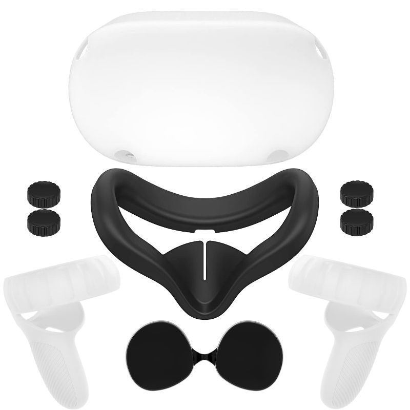 Photo 1 of Silicone Protective Accessories for Quest 2, Controller Grip Cover, VR Face Cover, Front Face Protector Cover, Lens Protector