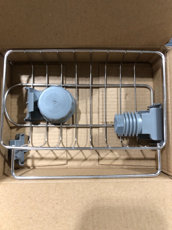 Photo 2 of  3 in 1 Sponge Holder for Kitchen Sink, Sink Area Saving Faucet Rack Stainless Steel Sink Caddy, Dish Rag Hanging