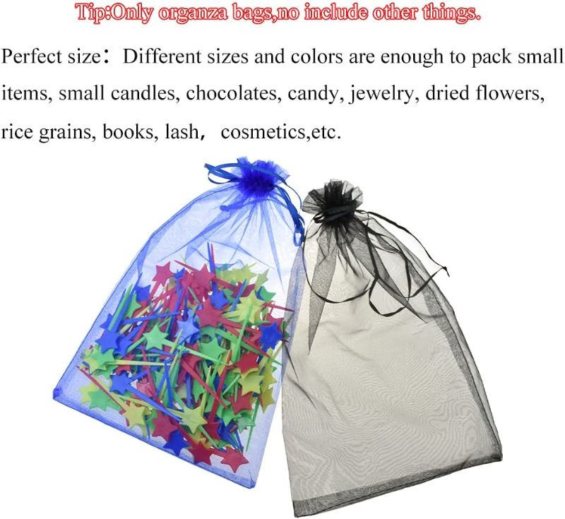 Photo 1 of 50pcs 8x12 Inches(20cmx30cm) Assorted Colours Sheer Organza Drawstring Pouch Bags For Jewelry Party Wedding Favor Party Festival Gift Candy Seek Protect Ripening Fruit Draw Strings Mesh Bag